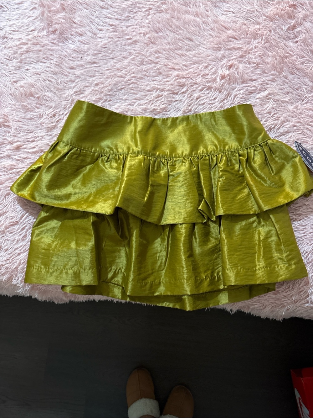 Tiered Ruffle Mini Skirt in Olive Green